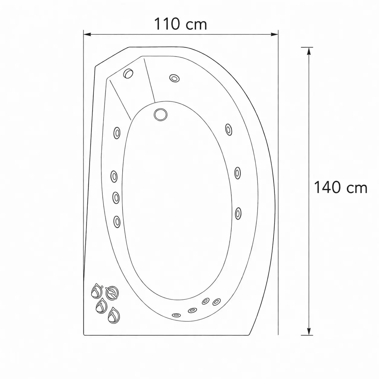 Гідромасажна ванна 140х100 Damixa з панеллю